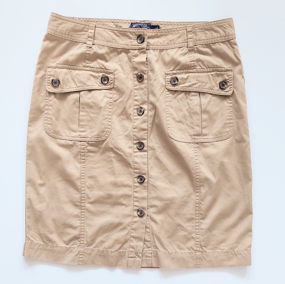 American Living Cargo Skirt Brown Size 8 Pockets 100% Cotton